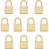 CHGCRAFT 10pcs Real 18K Gold Plated 304 Stainless Steel Pendants Padlock Pendant for Necklace Bracelets Jewelry Making,18x10x4mm