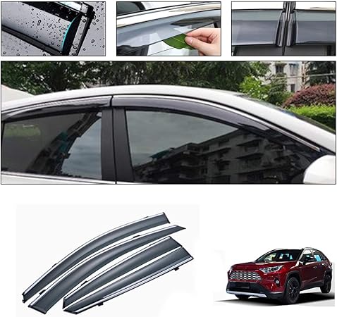 Amazon 適切な トヨタ Toyota Rav4 ドアバイザー サイドバイザー 専用設計 スモーク 雨除け 換気 ドアバイザー 4個セット サイドバイザー 車 バイク