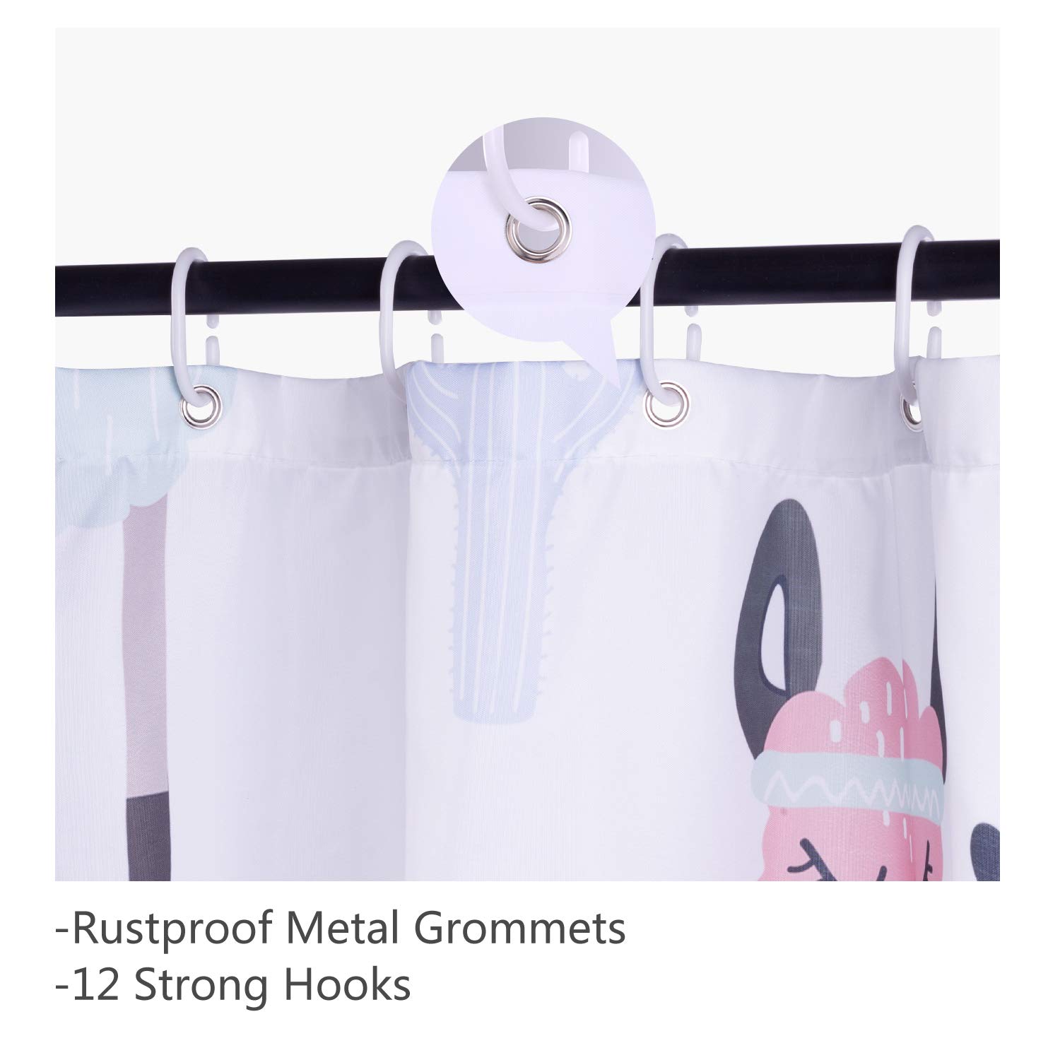 Vibesicily Shower Curtain, Durable Polyester Fabric Waterproof Bath Curtain for Bathroom Home Decor with 12 Hooks 71 x 71 Inch (Cartoon Alpaca, 71\'\'x71\'\')