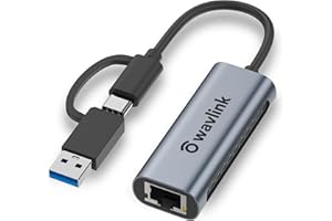 Wavlink USB C to Ethernet Adapter 2.5 Gbps, 2-in-1 USB to 2.5G Ethernet Adapter, USB-C to RJ45 Network Converter (Thunderbolt 4/3 Compatible), Aluminum Case for Windows, Mac OS, iPad OS and More.