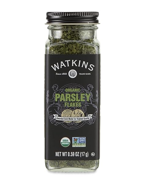 WATKINS GOURMET ORGANIC SPICE JAR, PARSLEY FLAKES, NON-GMO, KOSHER, 0.59 OUNCE JAR, 1-PACK