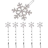 Beaupretty 6 Pieces Rhinestones Snowflake Hair Clips Winter Snowflake Hairpins Snowflake Bobby Pins Wedding Hair Clips Barrettes Christmas Hair Accessories for Women Girls(Silver)