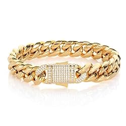 18K men's gold bracelet with Cuban style design and