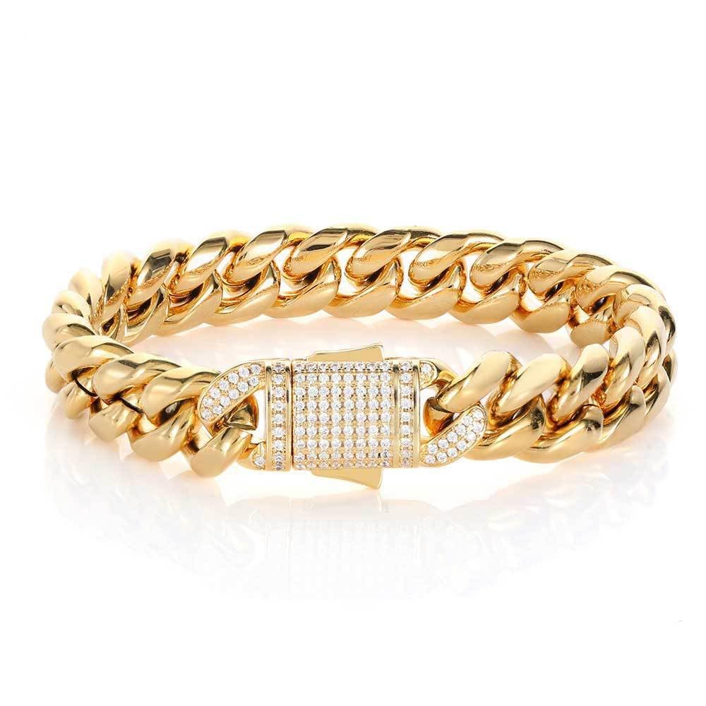 18K men's gold bracelet with Cuban style design and