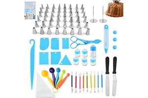 78PCS Cake Decorating Kit | Baking Supplies Tools for Beginners with Cake Turntable Leveler Icing Piping Tips | Egg Beater | 