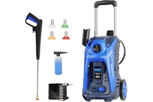 ALAINTOOL Electric Pressure Washer 4800PSI-Max 2.9GPM Pressure Washer with 25 Foot Hose, 16.4 Foot Power Cord, Soap Tank Car Wash Machine Yellow Ideal Cleaning for Patio