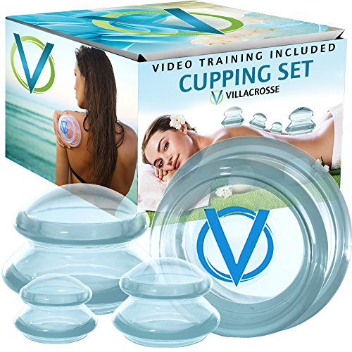 Villacrosse Professional Cupping Therapy Set w/ Pdf and Video Tutorials | Silicone Vacuum Cup & Chinese Therapy Sets | Massage Suction Cups Treatment | Anti Cellulite Kit | Tone & Detox Body