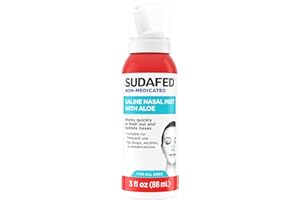 Sudafed Non-Medicated Saline Nasal Mist with Aloe, Sinus Saline Nose Spray for All Ages Quickly Flushes & Moisturizes Nasal Passages, Use Nasal Mist as Often As Needed, Drug-Free, 3 fl. oz