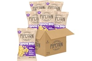 Heirloom White Cheddar Cheese Balls by Pipcorn - 4.5oz 6pk - Healthy Snacks, Gluten Free, Heirloom Corn, Baked not Fried