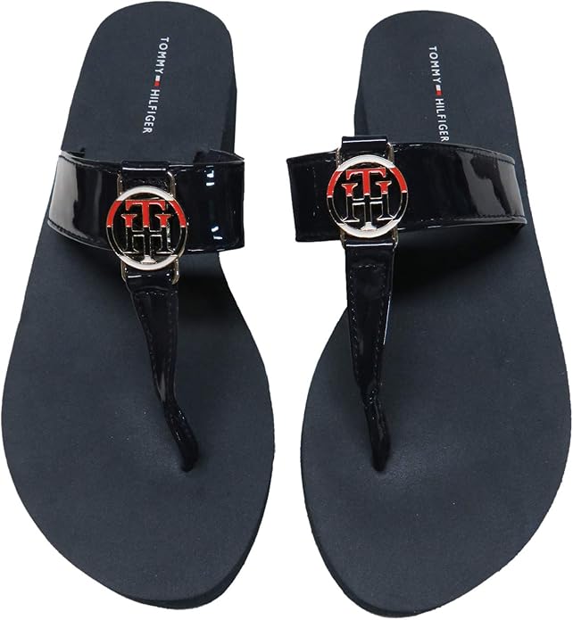 Amazon.com | Tommy Hilfiger Women's Rowly Flip Flops Dark Blue, 10 | Flip-Flops