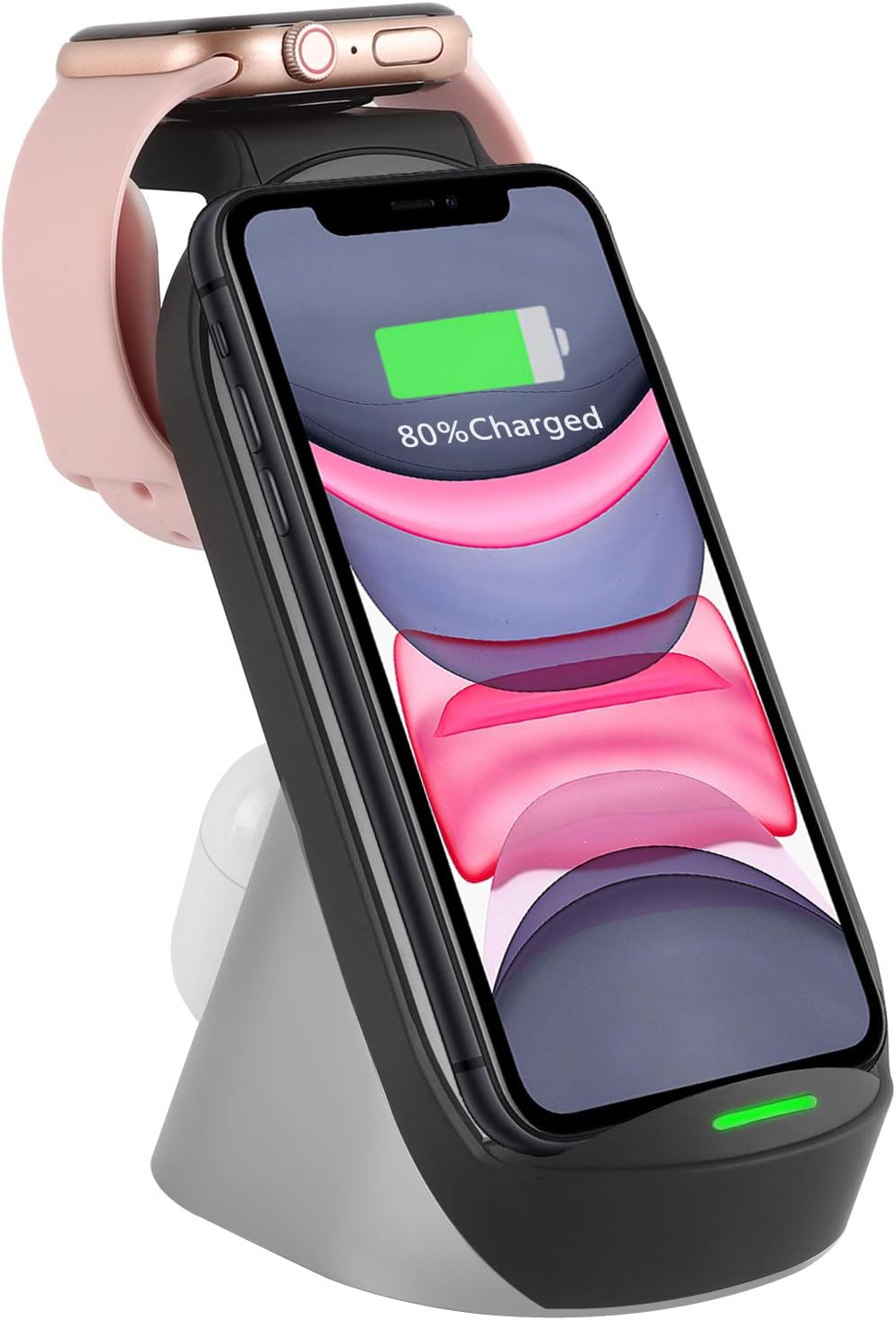 Wireless Charging Stand–3 in 1 Fast Wireless Charger–Qi Charging Station Dock Compatible with iPhone 12/11/11pro/11pro Max/X/XS/XR Fit for AirPods Pro Apple Watch SE 6/5/4/3/2-Black