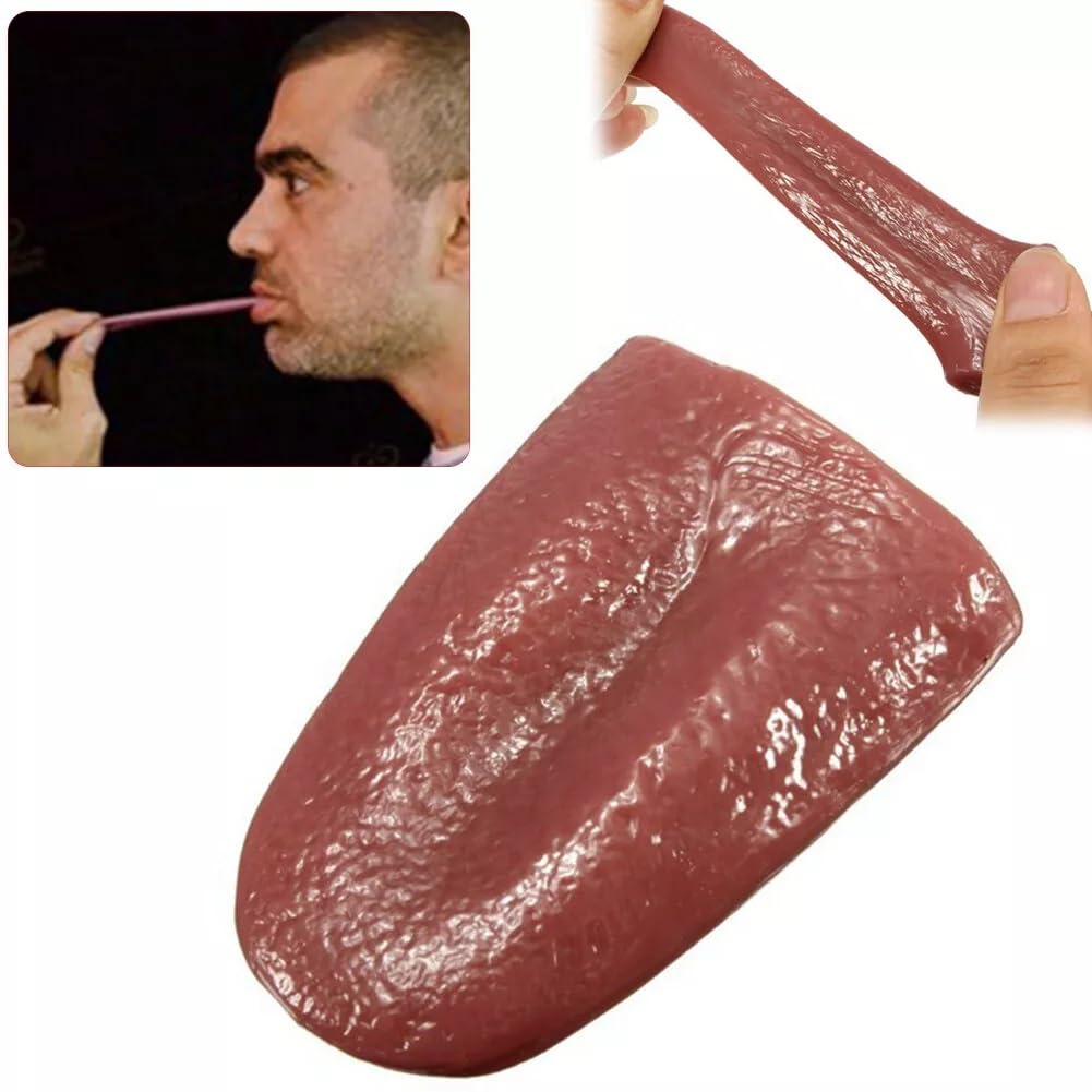 MilesMagic Magician's Fake Tongue Elastic Novelty Gag Gimmick | Realistic and Non-Toxic | Scary Halloween Close Up Prank Tongue for Real Magic Trick