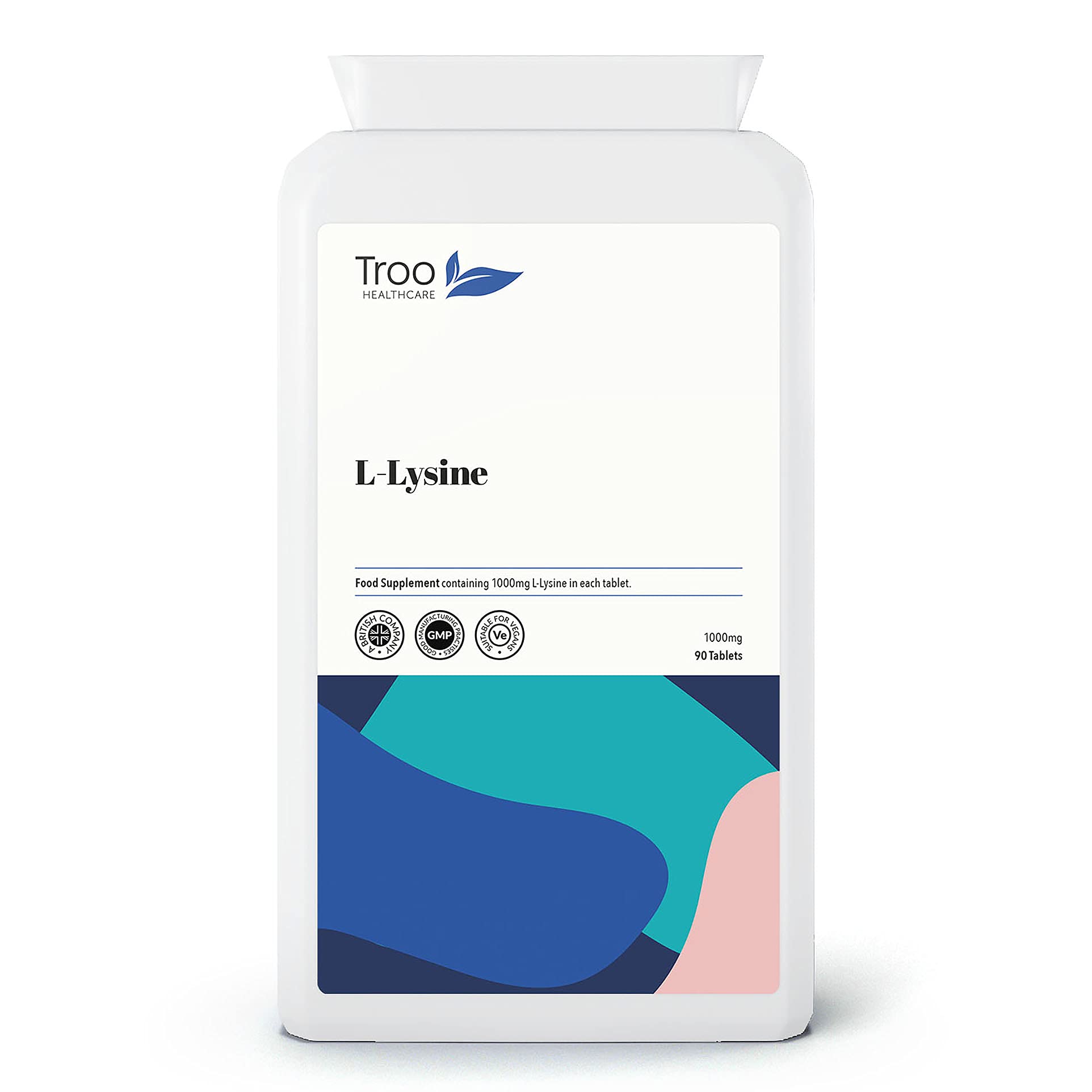 Troo Health Care L-Lysine Supplement (1000mg) - 90 Tablets - UK Manufactured to GMP Standards