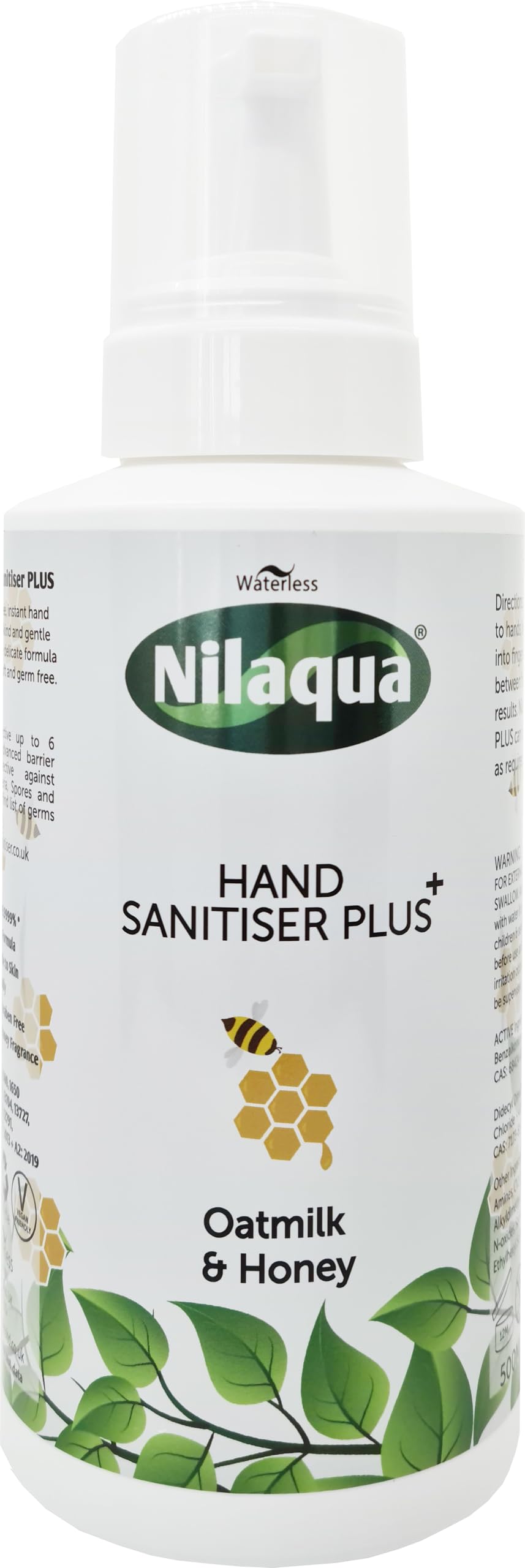 Nilaqua Fragranced Foaming Hand Sanitiser, Oatmilk and Honey Scent, Long Lasting Protection, Suitable for All Skin Types 500ml
