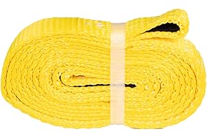 Mile Marker 19108 Single Yellow 1″ x 8′ ATV Tow Strap - Designed for Strength & Durability - Rated to 7,200 lbs. - Reinforced Eyelet on Each End - Worry Free Storage