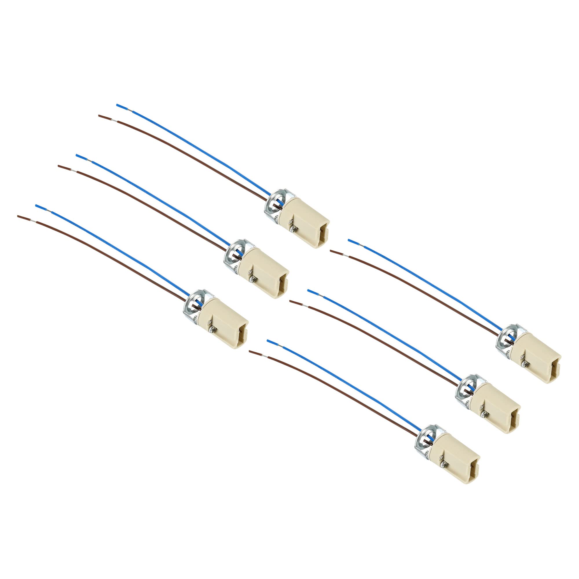 PATIKIL G9 Light Base Socket, 6 Pack Ceramic Lamp Bulb Holder Connector Lighting Replacement with 140mm Cable Wire for Halogen Incandescent LED Bulb