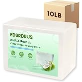 EDSRDRUS 10 lb Clear Glycerin Soap Base, Melt &amp; Pour, Bulk, Unscented | Bulk value size for large batches. Designed for easy melting and rich lather; fully accepts custom colors and scents.
