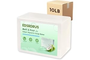 EDSRDRUS 10lb Unscented Melt and Pour Soap Base, Fragrance-Free Glycerin Soap Making Supplies for DIY Crafting – Smooth Melt, Rich Lather, Moisturizing (Transparent, 10 Pound)