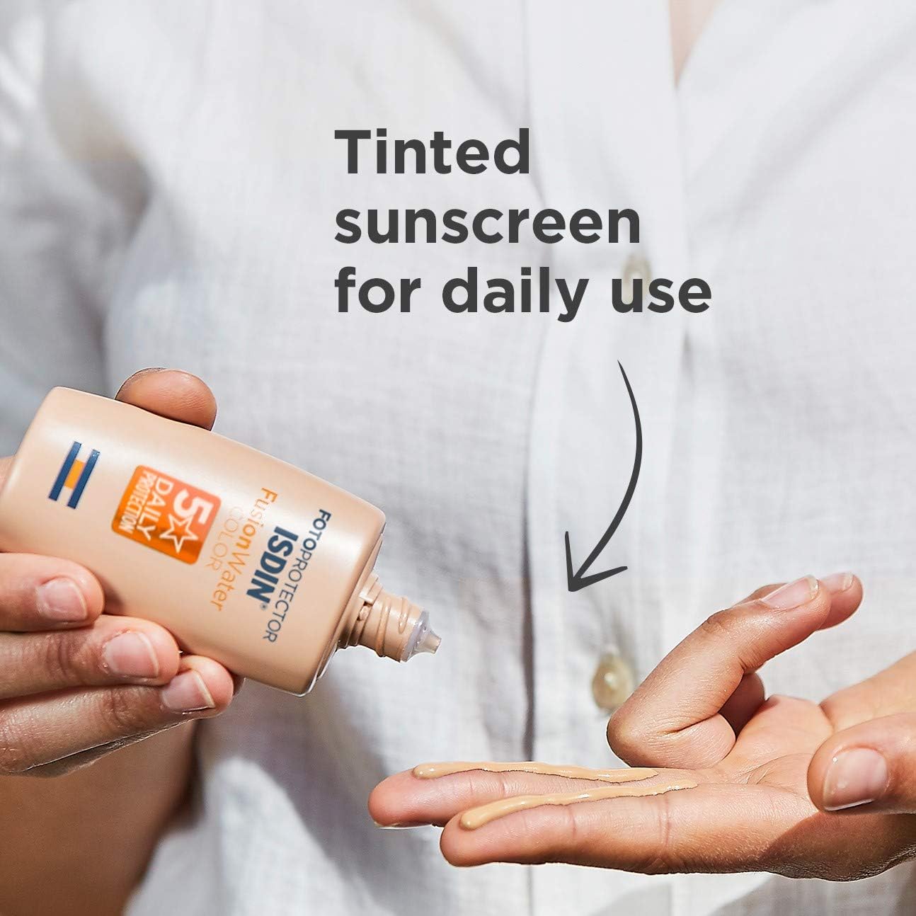 ISDIN Fusion Water MAGIC Color Medium SPF 50, Tinted Facial Sunscreen, Natural Coverage & Evens Skin Tone, Oil-Free - Image 4