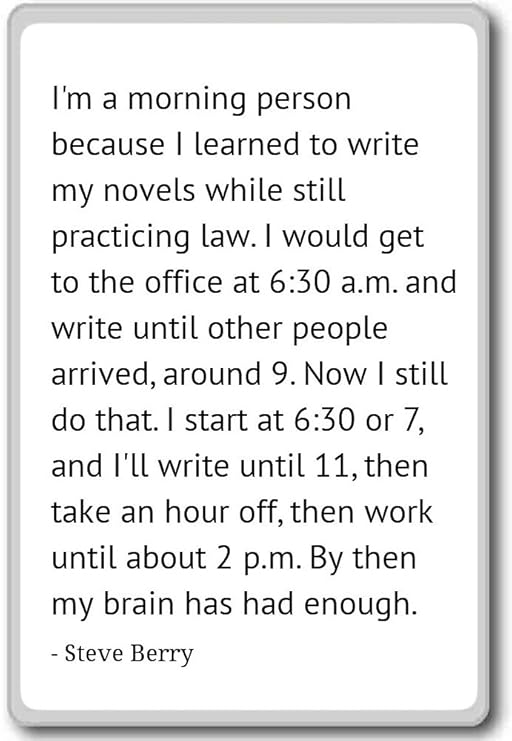 Imán para nevera con cita de Steve Berry con texto en inglés