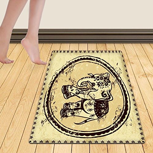 WelFriday custom door mats 105884960 Vintage graphic vector Indian lotus ethnic elephant African tribal ornament Can be used for a coloring book textile prints phone case greeting card,W36 x L47 inch