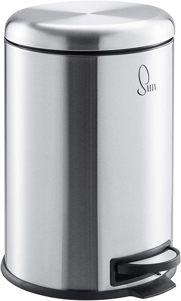 SVITA T20 Edelstahl Mülleimer Treteimer Abfalleimer 20 Liter inkl. Inneneiner rund Küchen-Hilfe