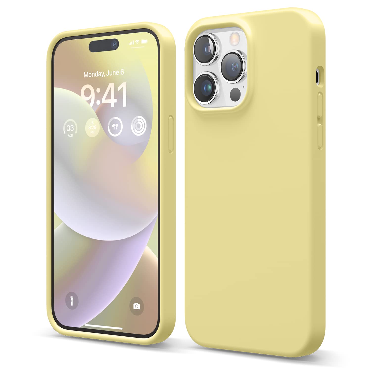 elago Liquid Silicone Case Compatible with iPhone 14 Pro Max Case (6.7"), Premium Silicone, Full Body Protection - 4 Layer Shockproof Phone Cover, Anti-Scratch Soft Microfiber Lining (Yellow)