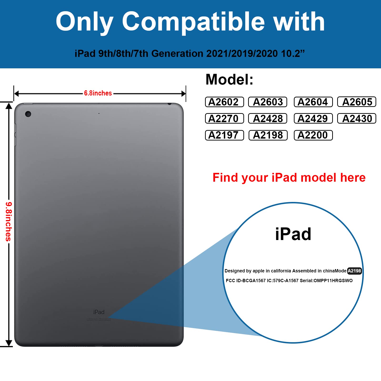 Andnary Case for iPad 9th/8th/7th Generation 10.2 inch, Shockproof Cover with Screen Protector/360° Rotating Handle/Bracket/Pen Holder/Shoulder Strap, Kids Case for iPad 2021/2020/2019 (Navy+Green)