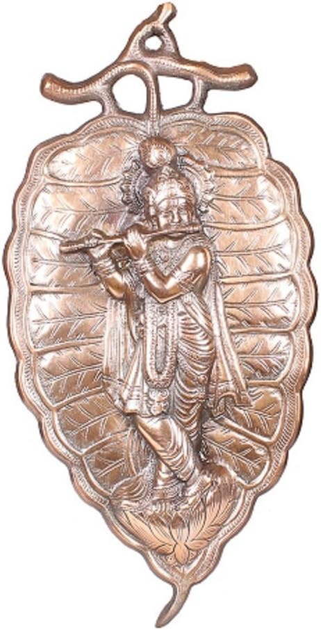 APKAMART Krishna Wall Hanging - 19 Inch Height - Lord Krishna Playing Flute - Metal Wall Showpiece For Wall Decor, Room Decor, Home Decor And Gifts