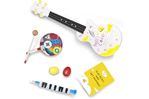 Enya Kids Guitar Toy Musical Instruments Toddler Guitar Gifts for Baby Children Girls and Boys for Ages 3-6, Includes Mini Guitar, Melodica, Egg Shaker Set, Lollipop Hand Drum with Stick (Mini Coco)