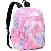 VASCHY School Backpack for Teen Girls, Bookbag Schoolbag Casual Daypack for High School/College/Women/Travel/Work Pink Galaxy