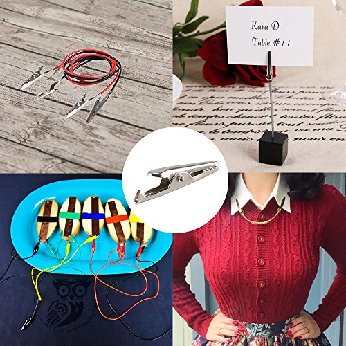 ManYee 120pcs 35 mm Silver Tone Alligator Clips Crocodile Clamps for Battery Test Clip Cable Lead Place Card Holder