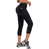 baleaf Women's Bike Pants High Waist 4D Padded Cycling Capris Shorts 3/4 Biking Tights Pockets UPF50+