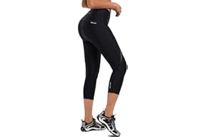 baleaf Women's Bike Pants High Waist 4D Padded Cycling Capris Shorts 3/4 Biking Tights Pockets UPF50+