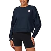 Stelle Cropped Sweatshirt for Women Crewneck Pullover Tops Oversized Long Sleeve Lightweight Casual Cotton Sweat Shirts