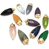 LHJ 6 PCS Natural Mixed Color Conical Shape Faceted Semiprecious Stone Pendants Charms Pendants for Necklace Bracelet Jewelry Making(Random Color)
