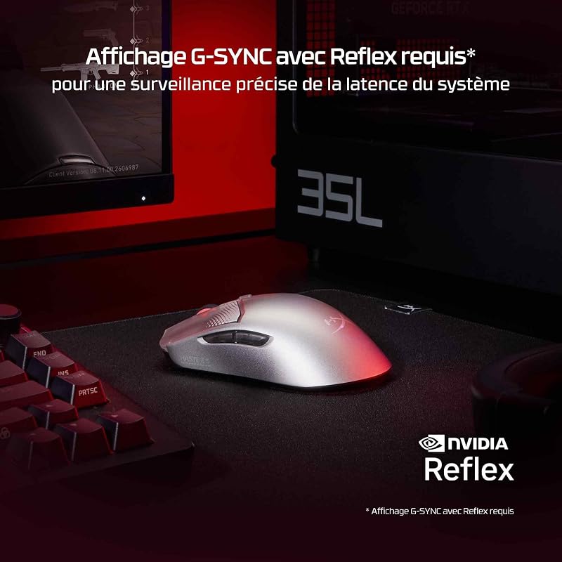 Pulsefire Haste 2 S Wireless, Souris Gaming sans Fil Ultra Légère 64 g, Coque en Alliage de Magnésium, Capteur HyperX 26K Jusqu’à 26 000 DPI, Autonomie Jusqu’à 120h, Patins en Verre, Bleu