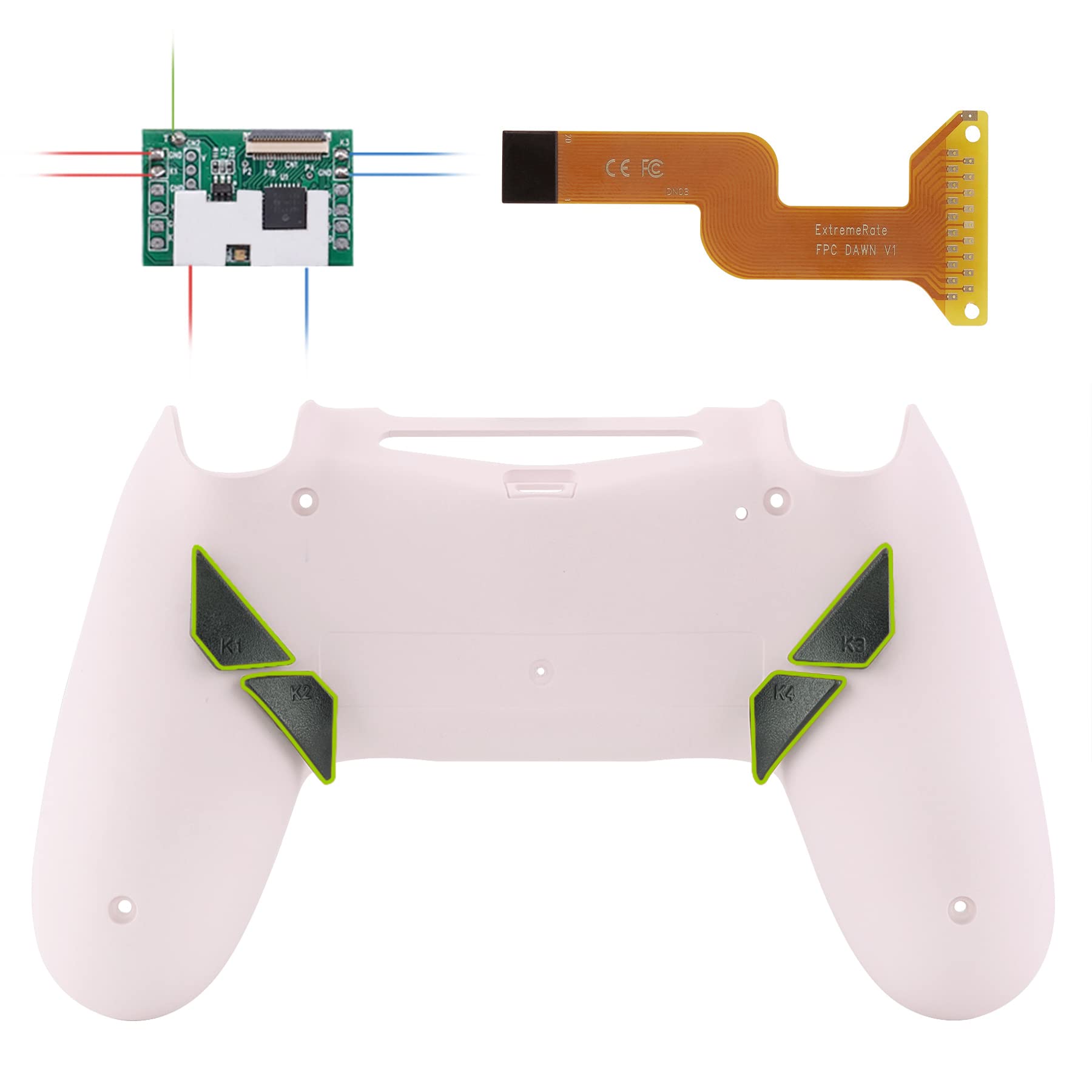 eXtremeRate Cherry Blossoms Pink Dawn Programable Remap Kit for PS4 Controller with Upgrade Board & Redesigned Back Shell & 4 Back Buttons - Compatible with JDM-040/050/055 - Controller NOT Included
