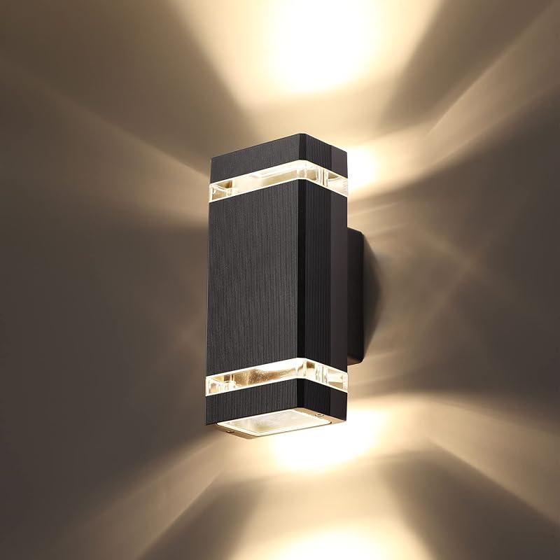 CELAVY Outdoor Wall Light Mains Powered IP65 Up Down Black 3000K