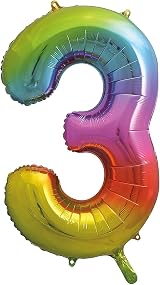 Unique 3-Shaped Rainbow Foil Balloon 86cm Party Decor 1 Pc