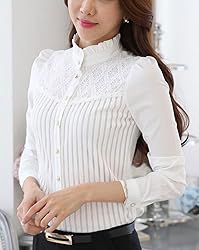 Womens Vintage Victorian Pleated Button Down Shirt