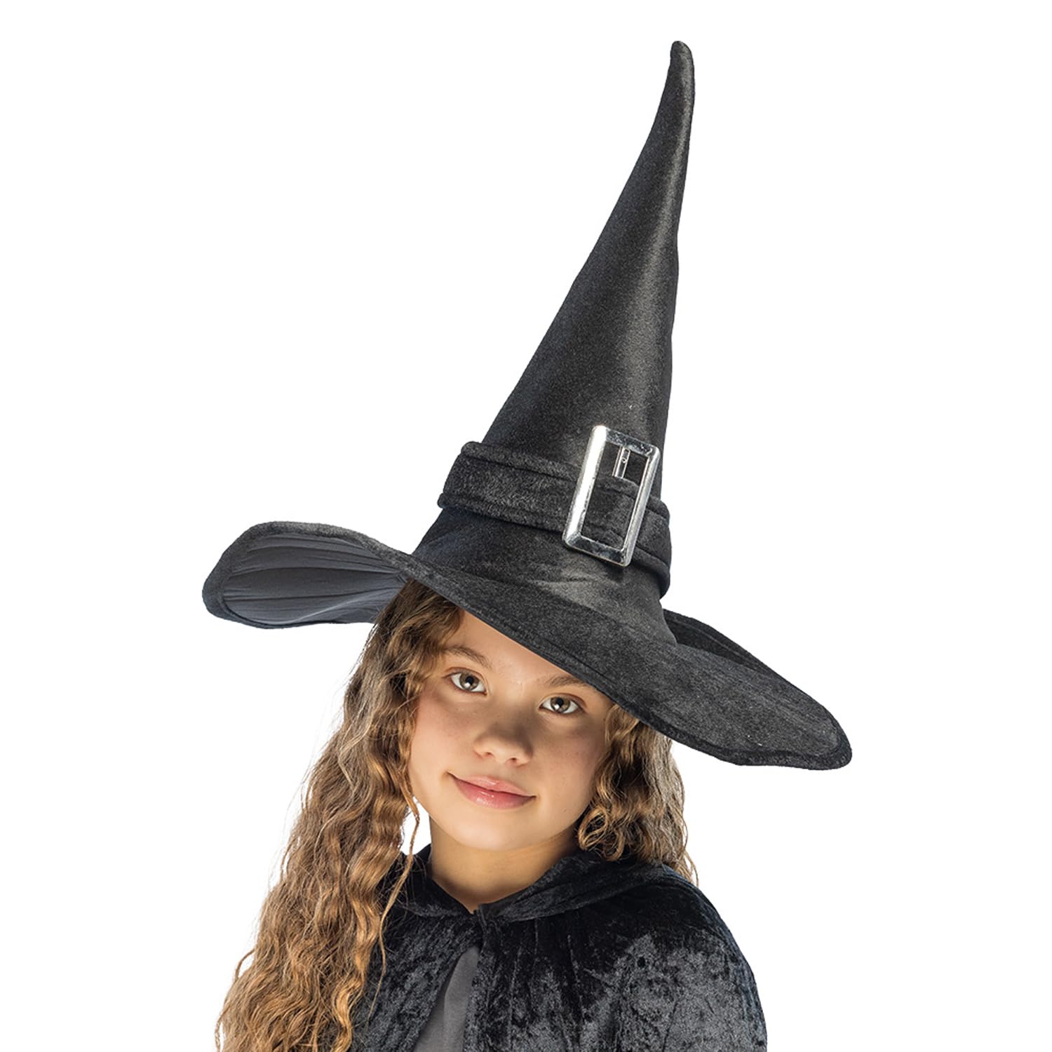 Boland 00157 Children's Halloween Black Kendra Witch Hat With Buckle Kids Size 52-54 Fancy Dress Accessory