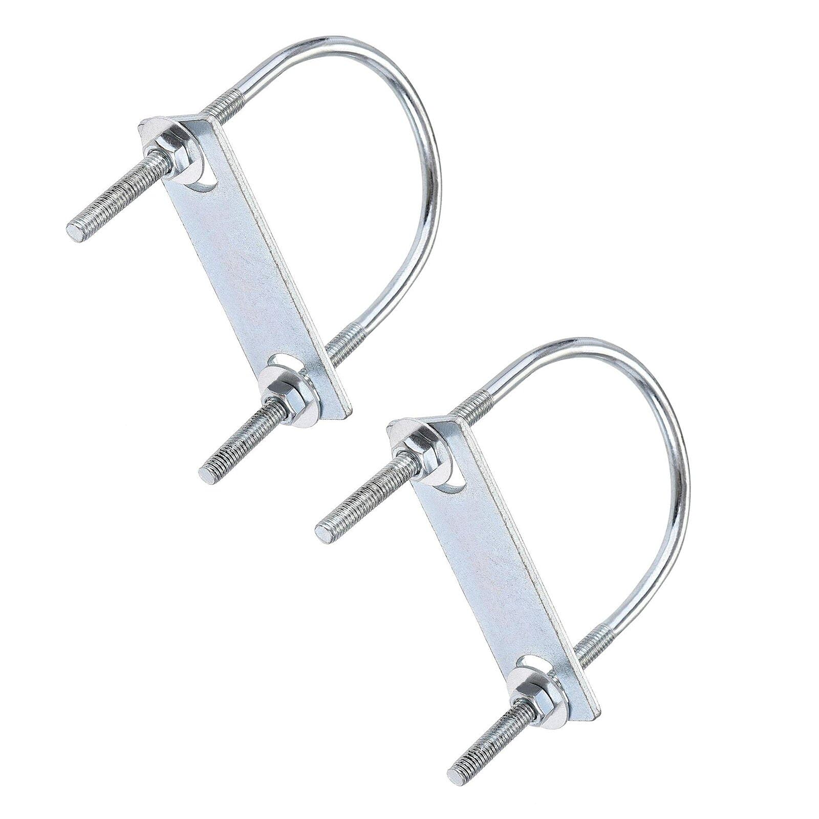 TOP-VIGOR 2 sets M6 Round U-Bolts, 60mm Inner Width 110mm Length Steel U-Bolts with Nut, Plate, Washer for Building Installations Mechanical Parts Connection Cehicles Ships