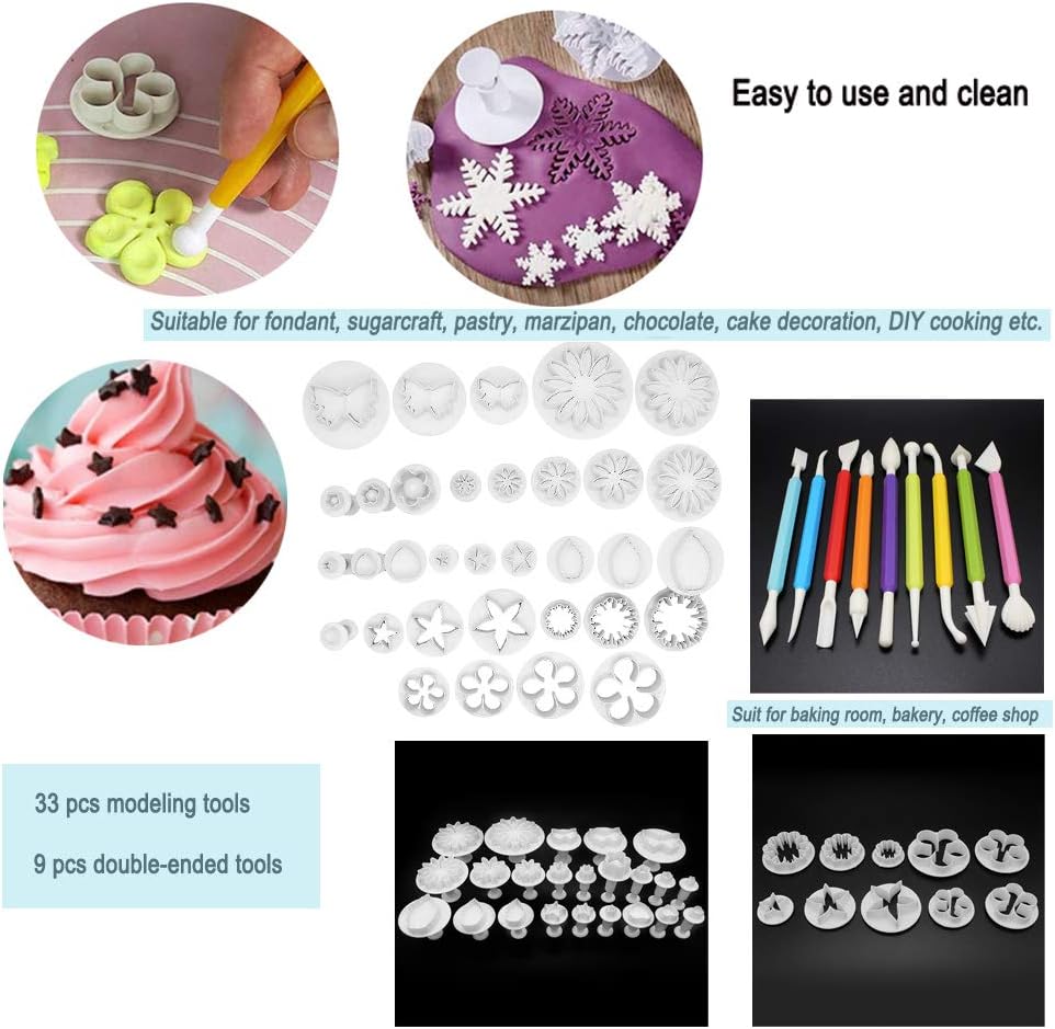 Yuhtech Outils De Decoration De Gateau 42 Pcs Outils De Modelage Fondant Fleur Moules Ensemble Accessoires De Decoration Outils De Modelage Napravi Rs