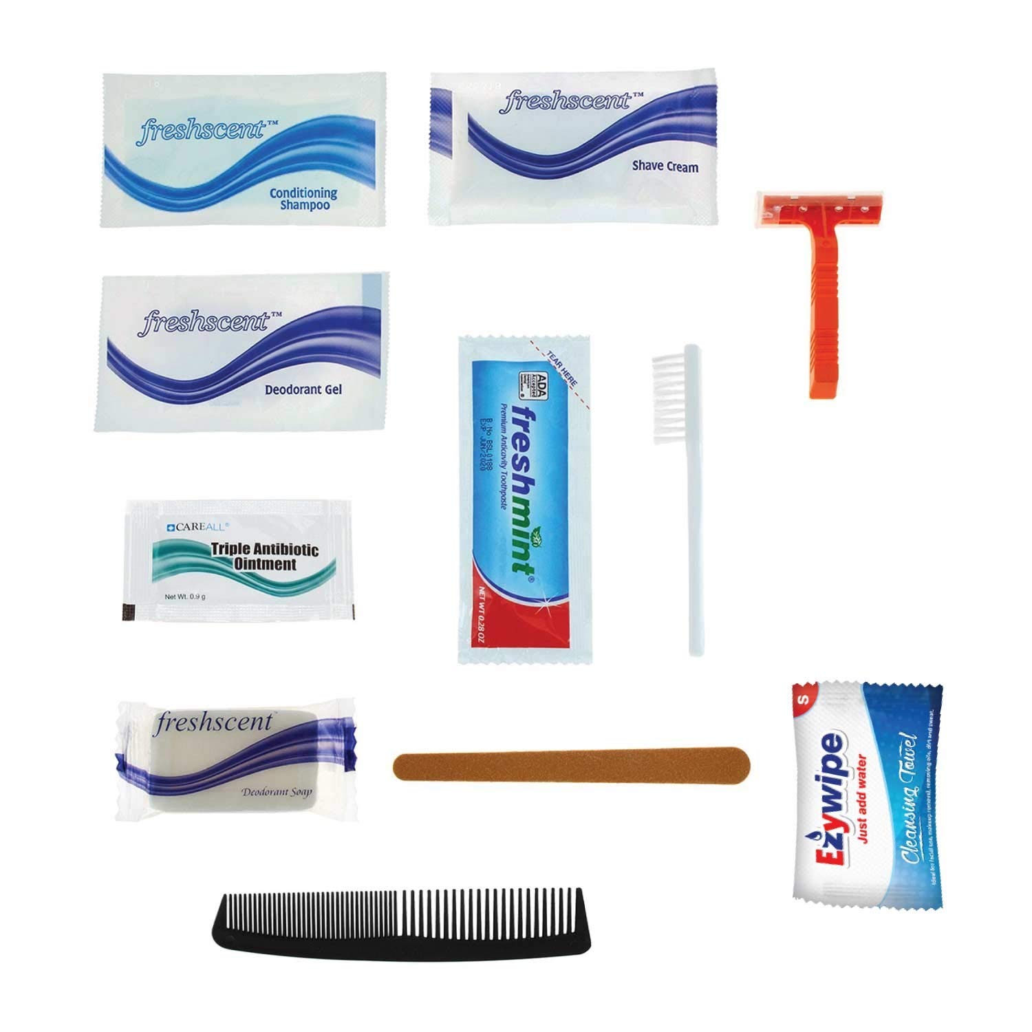 96 Kits 12 Piece Basic Bulk Hygiene Kits for Men, Women