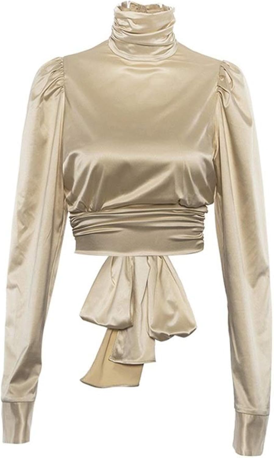 silk satin turtleneck blouse