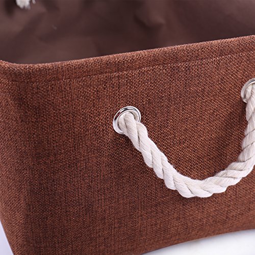 image for TheWarmHome Foldable Storage Basket with Strong Cotton Rope Handle, Co