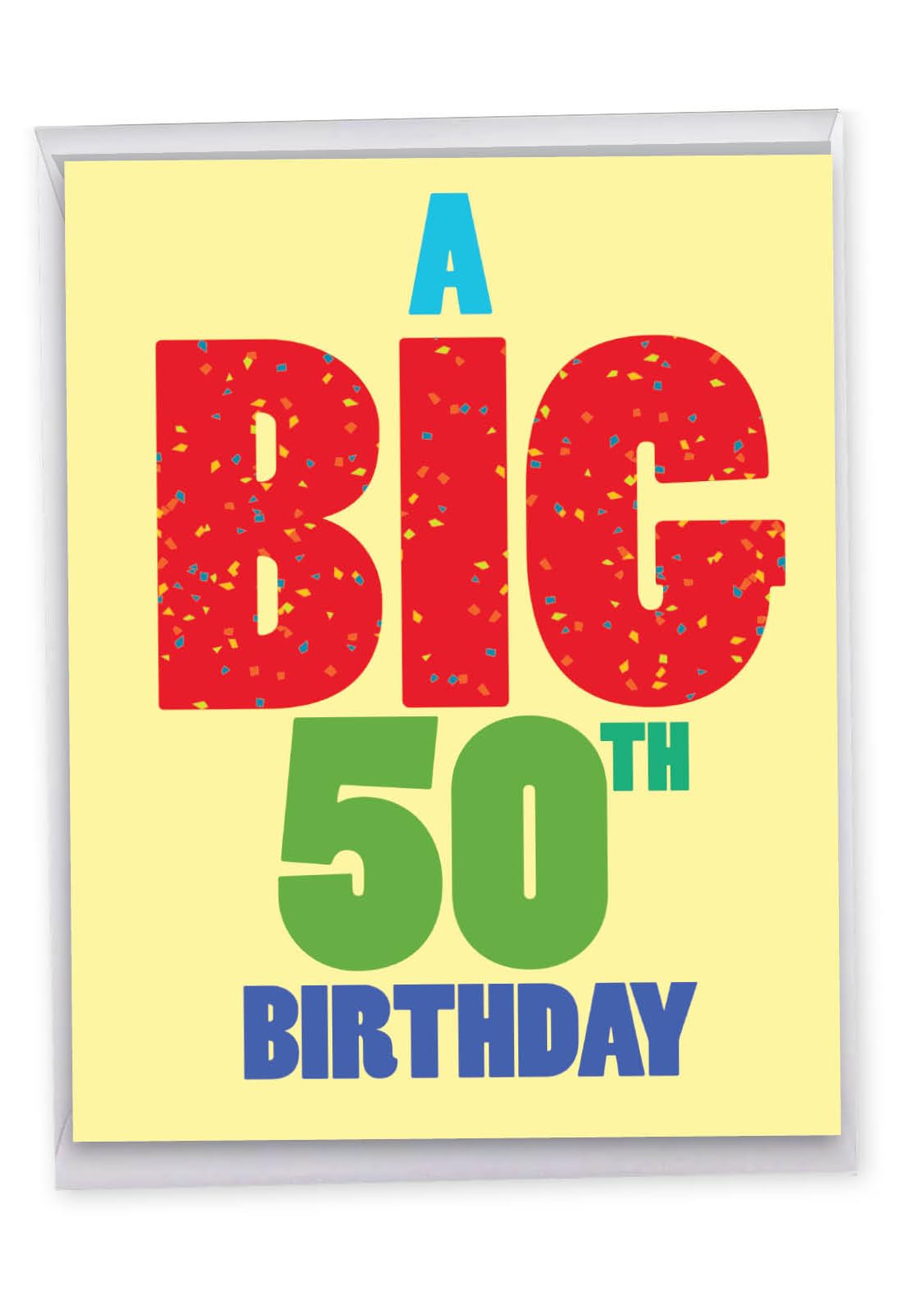 NobleWorks - Large Happy Birthday Greeting Card (8.5 x 11 Inch) - Group Congratulations, Big Milestone Celebration - Big 50 Birthday J3940BDG