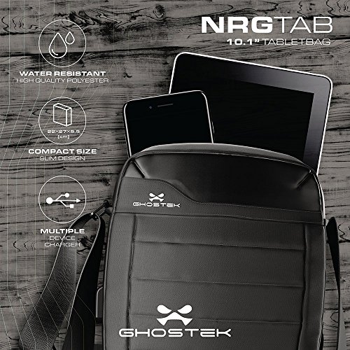 Ghostek NRGtab Series Best 10.1” Tablet Bag Carrying Travel Shoulder Business School + 16000mAh Battery with Power LED Indicator + 3 USB Ports | Water Resistant | iPad, Galaxy Tab, Amazon Fire (Black) - Thumbnail 4