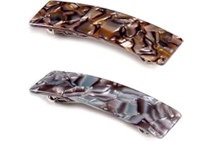 EYEGLA 2PCS Hair Barrettes Tortoise Shell French Design Celluloid Rectangle Hair Clips for Women